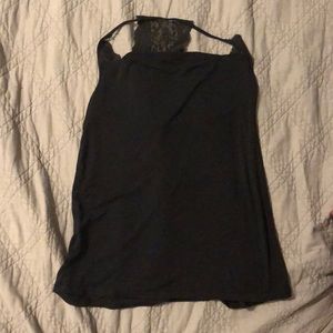 Black Express Dressy Shirt with Lace Racerback